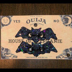 Bat Shoelace Charm - Holographic Black Sparkle